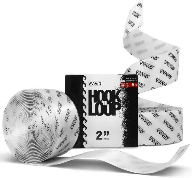 Main image of VViViD White Hook 'n Loop Adhesive Fastening Tape Roll (White, 2" x 15ft)