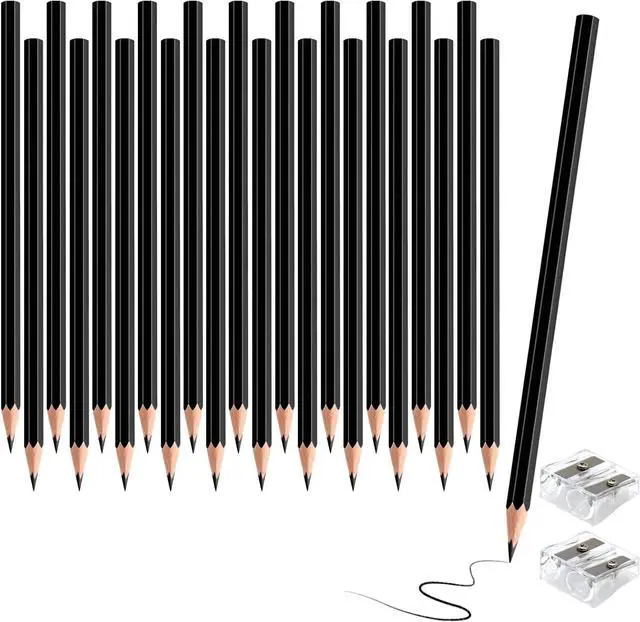 Main image of 24 Pack Black Colored Pencils for Kids, Pre-sharpened Art Pencils Back to School Supplies Set, Drawing Sketching Pencils for Students, Teachers, Classroom