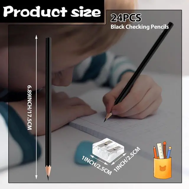 Alt view image 2 of 7 - 24 Pack Black Colored Pencils for Kids, Pre-sharpened Art Pencils Back to School Supplies Set, Drawing Sketching Pencils for Students, Teachers, Classroom