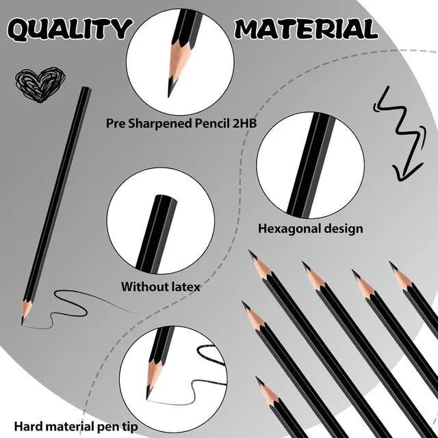 Alt view image 3 of 7 - 24 Pack Black Colored Pencils for Kids, Pre-sharpened Art Pencils Back to School Supplies Set, Drawing Sketching Pencils for Students, Teachers, Classroom