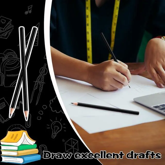 Alt view image 4 of 7 - 24 Pack Black Colored Pencils for Kids, Pre-sharpened Art Pencils Back to School Supplies Set, Drawing Sketching Pencils for Students, Teachers, Classroom