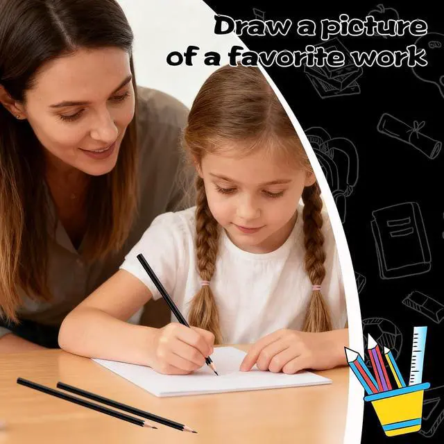 Alt view image 5 of 7 - 24 Pack Black Colored Pencils for Kids, Pre-sharpened Art Pencils Back to School Supplies Set, Drawing Sketching Pencils for Students, Teachers, Classroom