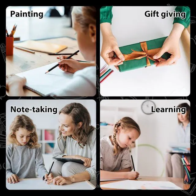 Alt view image 7 of 7 - 24 Pack Black Colored Pencils for Kids, Pre-sharpened Art Pencils Back to School Supplies Set, Drawing Sketching Pencils for Students, Teachers, Classroom