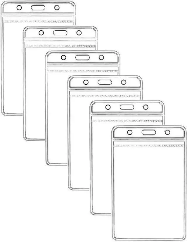 Main image of Vertical ID Badge Holders Sealable Waterproof Clear Plastic Holder, Fits RFID/Proximity/Badge Swipe Cards or Credit Card (6Pcs, Vertical)