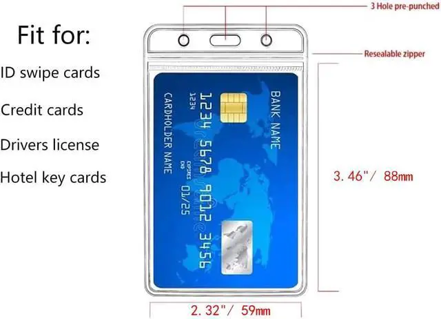 Alt view image 2 of 6 - Vertical ID Badge Holders Sealable Waterproof Clear Plastic Holder, Fits RFID/Proximity/Badge Swipe Cards or Credit Card (6Pcs, Vertical)