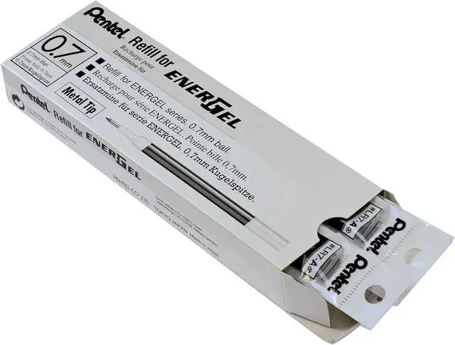 Alt view image 2 of 4 - Pentel Refill Ink for EnerGel Liquid Gel Pen, (0.7mm), Metal Tip, Black Ink, Box of 12 (LR7-A)