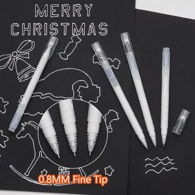 Alt view image 2 of 6 - YUANCHENG White Gel Pens,4 Pack, 0.8 mm Extra Fine Point Gel Ink Pens,Suitable for Black Paper Drawing,Card Making,Artists Drawing.Sketching,White Gel Pen for Art Highlight