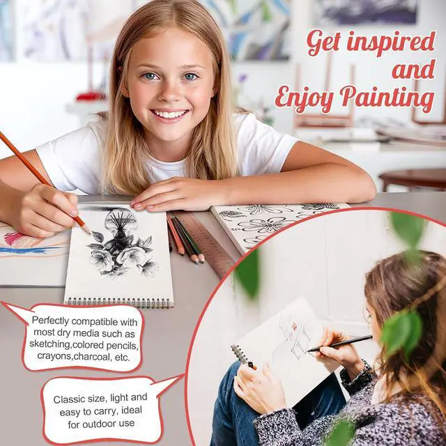 Alt view image 6 of 7 - Marker Paper Pad 50 Sheets, 7.5 × 9.8 in, Spiral Bound, 120gsm | Bleed-Resistant Coated Paper, Acid-Free, Smooth for Alcohol Markers, Pencils And Acrylics, Easy-Tear Pages, Portable Pad