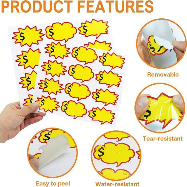 Alt view image 3 of 7 - Removable Adhesive Yard Sale Price Tag Stickers, 2.5x1.65in | 300pcs, Space to Write Pricing, For Retail, Flea Market, Garage Sale, Annual Community Sales