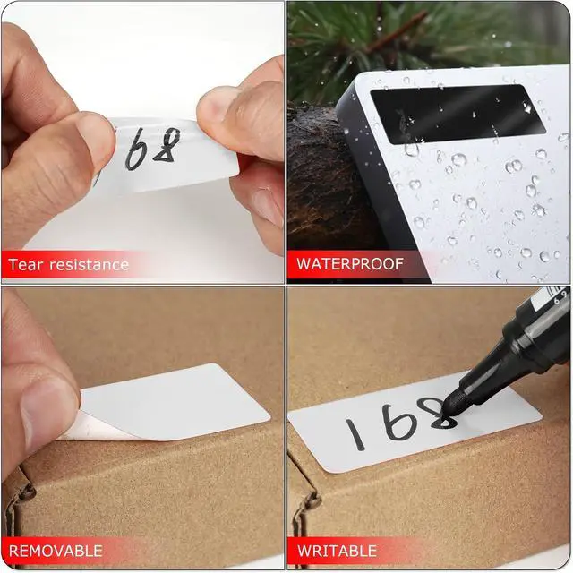 Alt view image 3 of 7 - White Rectangle Labels 2 x 1 Inch Blank Stickers Roll 500 Pcs | Writable, Waterproof Vinyl, Strong Adhesive, Removable, Easy Peel off, File Folders, Bottle, Name Tag, Classroom Office Home
