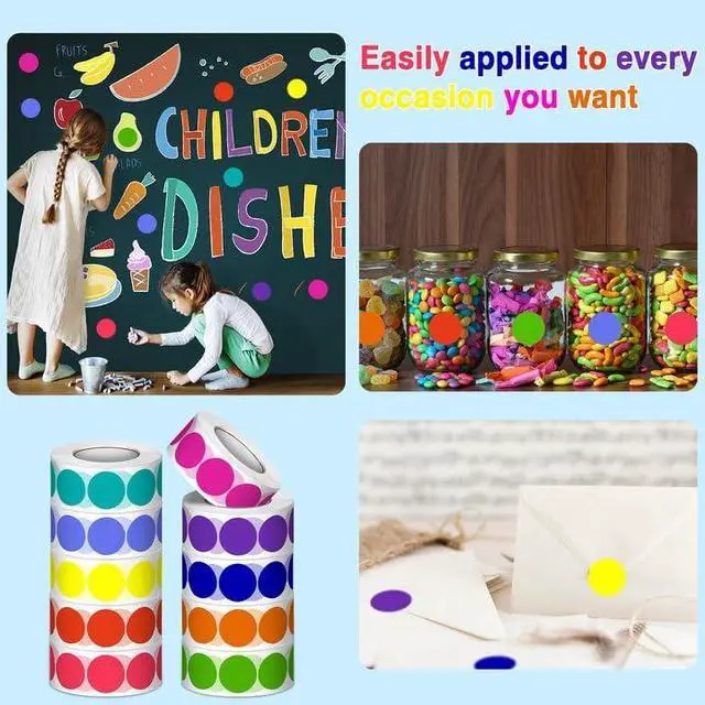 Alt view image 3 of 7 - 5000 PCS 3/4" Colored Dot Stickers Round Color Coding Labels Polka Circle Dot Label Sticker for Toddler, Office, Student, Classroom, Papers Etc(10 Rolls, 3/4 Inches)