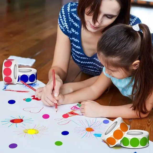 Alt view image 4 of 7 - 5000 PCS 3/4" Colored Dot Stickers Round Color Coding Labels Polka Circle Dot Label Sticker for Toddler, Office, Student, Classroom, Papers Etc(10 Rolls, 3/4 Inches)