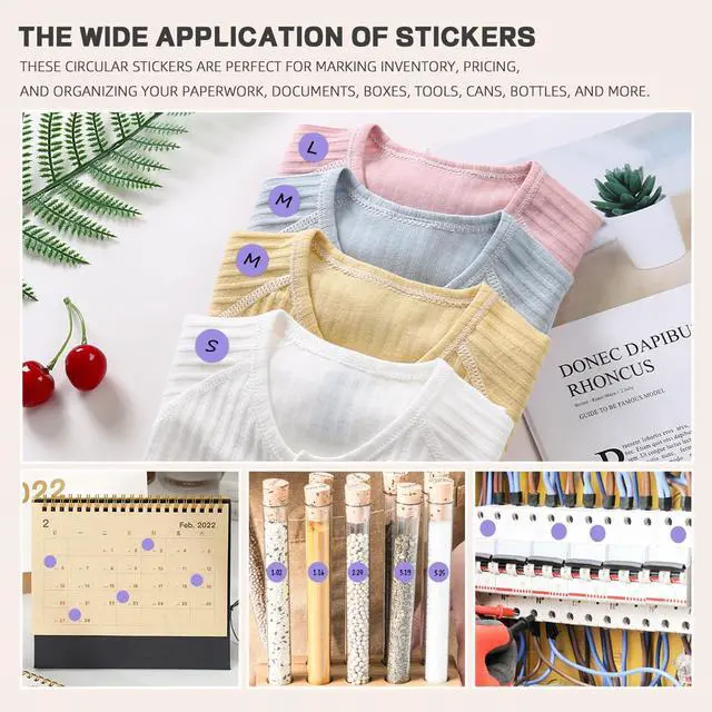 Alt view image 6 of 7 - PARLAIM 1/2 Inch Round Adhesive Color-Code Dot Stickers,500 Stickers Inventory Dots Label in Dispenser Box,Lavender Circle Coding Labels for Office Home (Lavender)