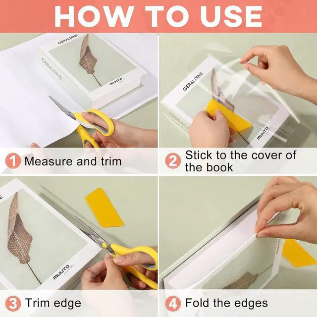 Alt view image 2 of 6 - ZENOWICK 4 Rolls Clear Contact Paper, Adhesive Book Covers 18 in x 4.5 ft | Contact Paper Peel and Stick, Plastic Protective Liner Papers Protector for Crafts Paperback Textbook Hard Covers Documents