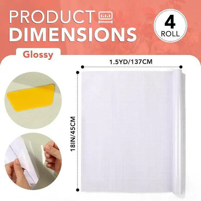 Alt view image 3 of 6 - ZENOWICK 4 Rolls Clear Contact Paper, Adhesive Book Covers 18 in x 4.5 ft | Contact Paper Peel and Stick, Plastic Protective Liner Papers Protector for Crafts Paperback Textbook Hard Covers Documents