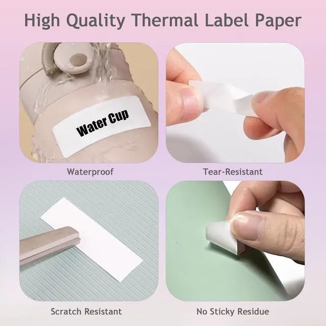 Alt view image 3 of 5 - 1 roll Tape Refills (Bright White), Compatible with Phomemo D30 Printer, White Sticker Thermal Paper, self-Adhesive and Waterproof, 12mm X 40mm (0.47 X 1.57 inches), 160 Labels/roll