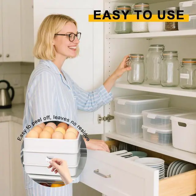 Alt view image 6 of 7 - Label Maker Tape Refills, 3 Rolls White Continuous Waterproof Labels Tape for Makeid L1/E1/Q1, 15mm x 4m Strong Adhesive Thermal Label Tape for Office Organization, Storage Bins, Food Containers
