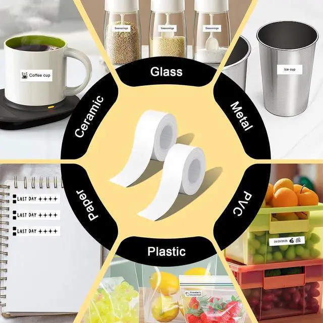 Alt view image 7 of 7 - Label Maker Tape Refills, 3 Rolls White Continuous Waterproof Labels Tape for Makeid L1/E1/Q1, 15mm x 4m Strong Adhesive Thermal Label Tape for Office Organization, Storage Bins, Food Containers