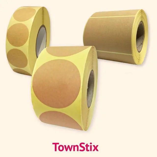 Alt view image 7 of 7 - 300 Pack, 3" x 2" Kraft Brown Natural Labels Stickers Roll