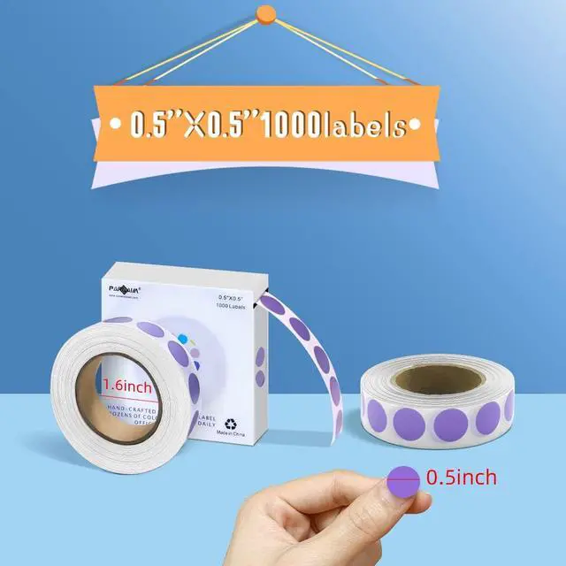 Alt view image 2 of 7 - PARLAIM 0.5 Inch Round Permanent Adhesive Color-Code Dot Stickers,1000 Stickers (Lavender)