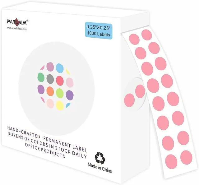 Main image of PARLAIM 1000 PCS Color Coding Labels Circle Dot Stickers,1/4 Inch Roll Colorful Coding Label Sticker for Office,Student Classroom (Pink)