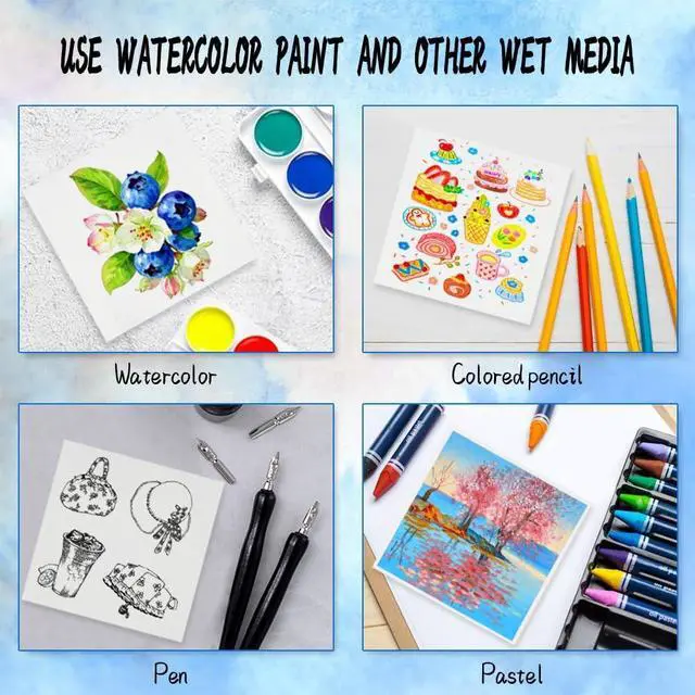 Alt view image 3 of 5 - Mixed Media Art Sketchbook,3.9"x3.9" Tearable Watercolor Sketchbook,20 Sheets 140lb/300gsm Fine Grain Watercolor Paper, Heavyweight Acid-Free Drawing Paper for All Artists or Beginners.White
