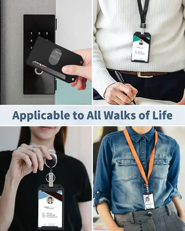 Alt view image 5 of 7 - Pawfly 5 Pack 3-Card Badge Holder Vertical Double-Sided Plastic Case with Grippers and Thumb Slot Hard Black Card Protector for Offices Schools IDs Credit Cards Drivers Licenses and Passes