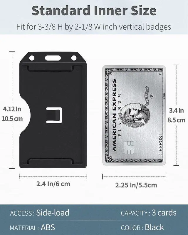 Alt view image 6 of 7 - Pawfly 5 Pack 3-Card Badge Holder Vertical Double-Sided Plastic Case with Grippers and Thumb Slot Hard Black Card Protector for Offices Schools IDs Credit Cards Drivers Licenses and Passes