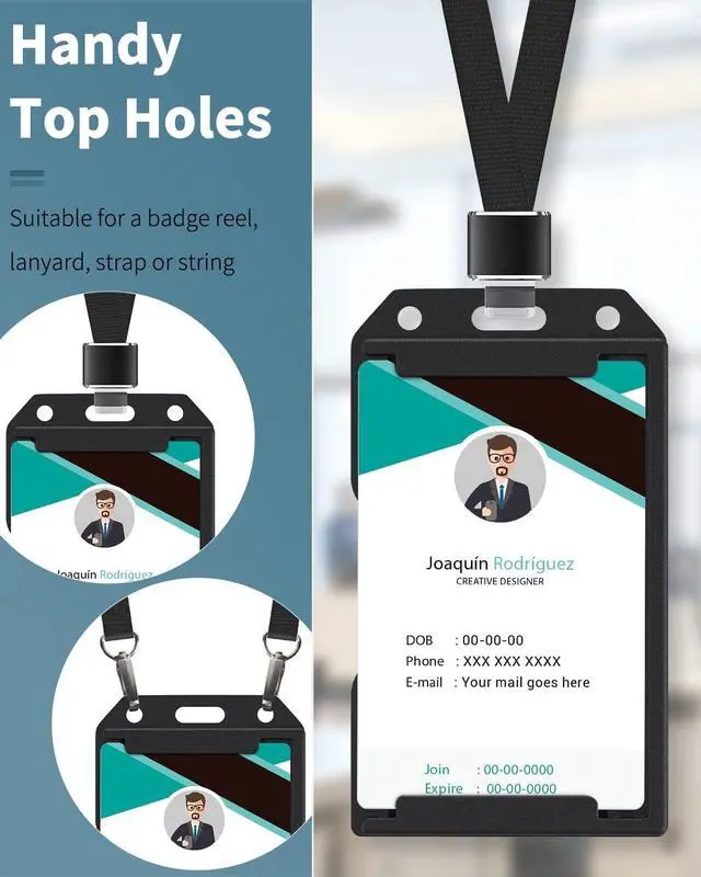 Alt view image 4 of 7 - Pawfly 5 Pack 3-Card Badge Holder Vertical Double-Sided Plastic Case with Grippers and Thumb Slot Hard Black Card Protector for Offices Schools IDs Credit Cards Drivers Licenses and Passes