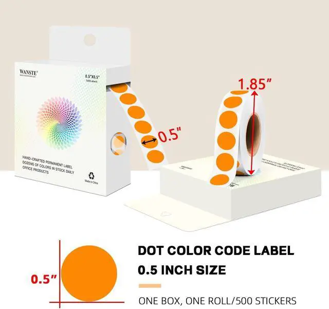 Alt view image 2 of 7 - 500 PCS 1/2" Orange Circle Stickers,Color Dot Stickers for Classroom,Office,DIY,Yard Sale Price Sticky Dots Labels