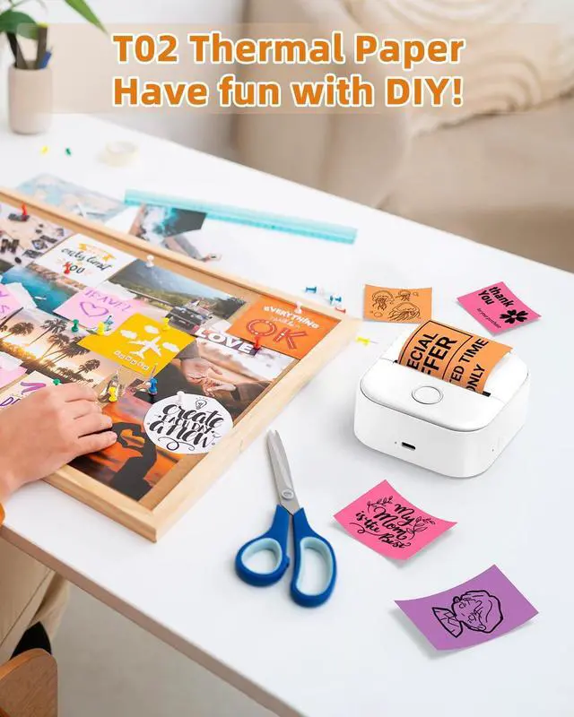 Alt view image 3 of 7 - T02 S002 AHM2 Mini Printer Color Thermal Sticker Paper, 50mm, 3 Rolls | 50mmx3.5mm, Strong Sticky, DIY Journal, Color Labels, Keep for 20 Years, 3 Rolls