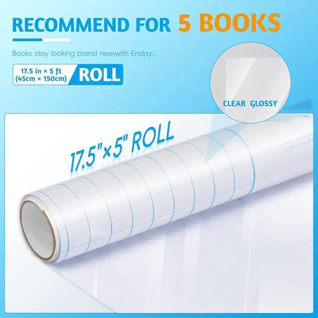 Alt view image 2 of 7 - Yeplan Clear Contact Paper Roll, 17.5 in x 5 ft, Self Adhesive Book Cover | Waterproof & Moldproof, Clear Protector for Crafts, Paperbacks, Textbooks, Hardcover Books, Menus & Documents, Easy to Cut