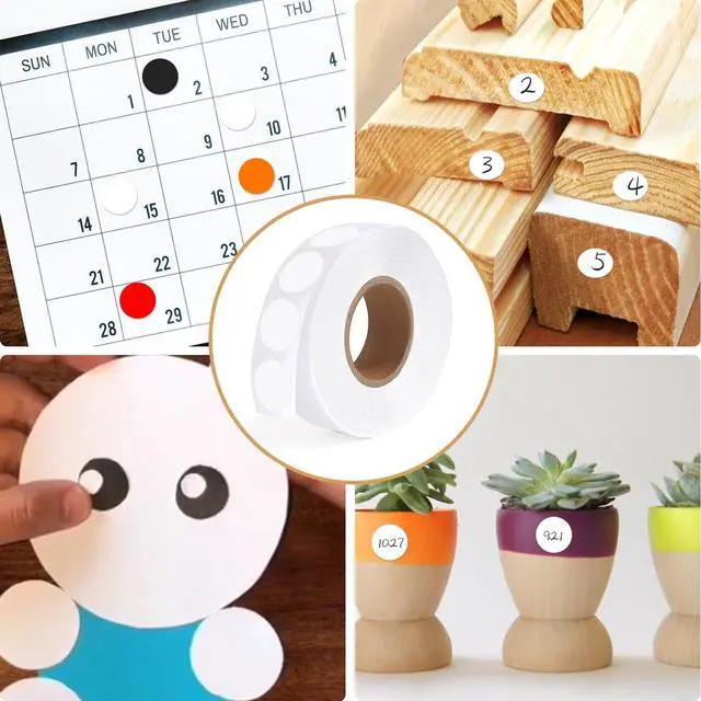 Alt view image 5 of 7 - 1000 PCS Dot Stickers 1/2 Inch Circle Small Round Coding Labels, 0.5 inch Blank White Color Sticky Dots for Yard Sale Office Shop Home Marking (White)