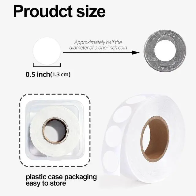 Alt view image 6 of 7 - 1000 PCS Dot Stickers 1/2 Inch Circle Small Round Coding Labels, 0.5 inch Blank White Color Sticky Dots for Yard Sale Office Shop Home Marking (White)