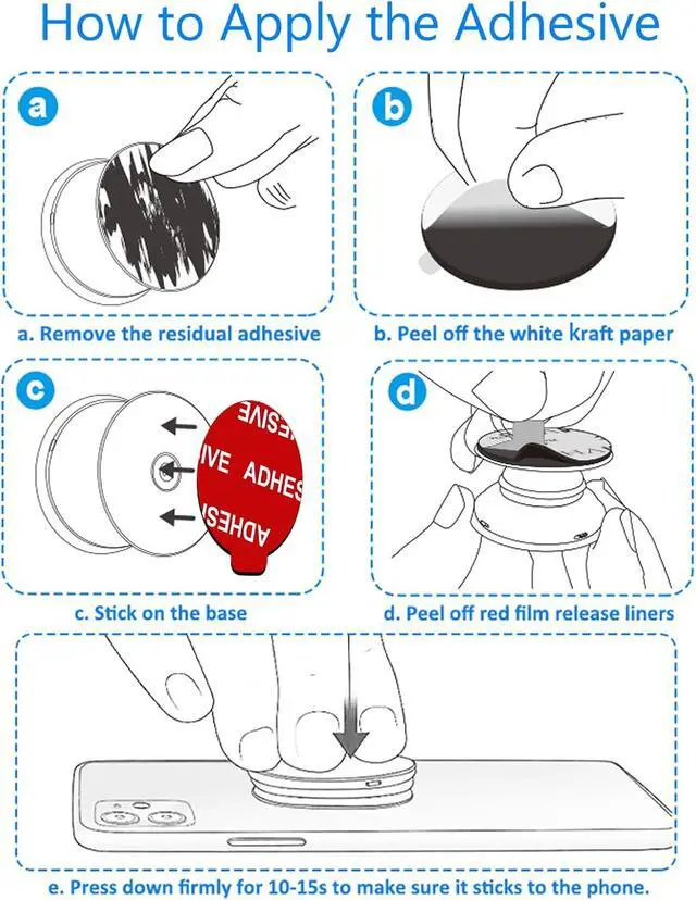 Alt view image 3 of 7 - PKYAA 12 Pack Sticky Adhesive Compatible with Socket Base, Double-Sided Replacement Tape for Collapsible Grip & Stand Back - 12pcs 1.4 inches(35mm) Adhesive Tapes