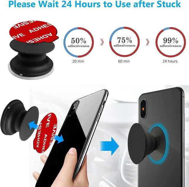 Alt view image 6 of 7 - PKYAA 12 Pack Sticky Adhesive Compatible with Socket Base, Double-Sided Replacement Tape for Collapsible Grip & Stand Back - 12pcs 1.4 inches(35mm) Adhesive Tapes