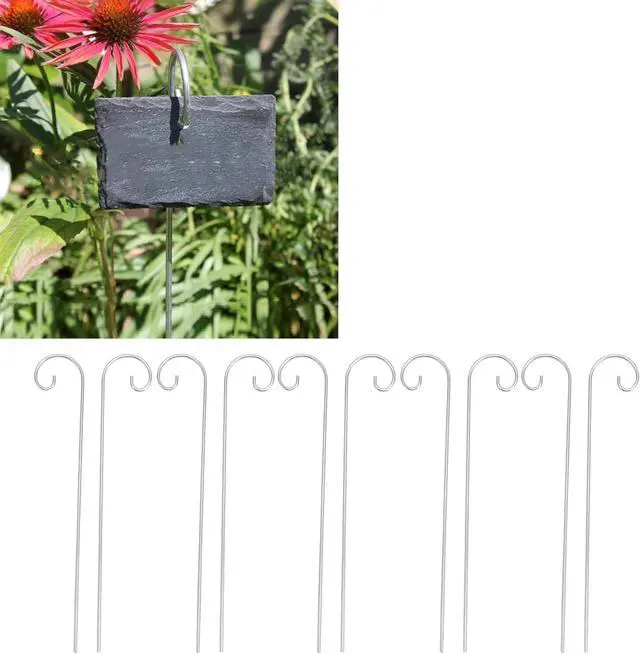 Alt view image 3 of 7 - 20Pcs 8 Inch Silver Plant Label Hooks with Twisted Design, Durable Metal Stake Clips for Garden Plant Markers, Herb and Vegetable Plant Sign Organizers for Outdoor Seedling Nursery