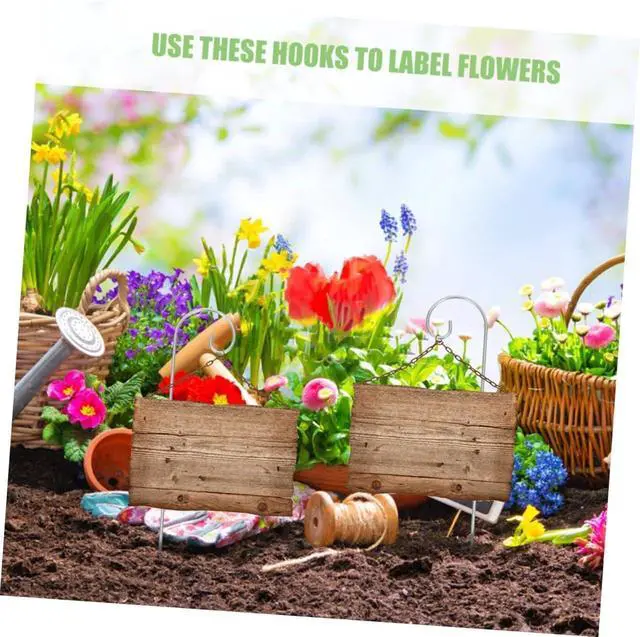 Alt view image 5 of 7 - 20Pcs 8 Inch Silver Plant Label Hooks with Twisted Design, Durable Metal Stake Clips for Garden Plant Markers, Herb and Vegetable Plant Sign Organizers for Outdoor Seedling Nursery