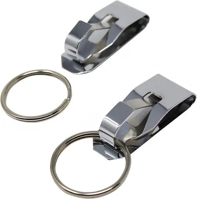 Main image of Secure Belt Clip Key Holder with Metal Hook & Heavy Duty 1 1/4 Inch Keychain Ring - Metal Key Chain Keeper for ID Badge/Key