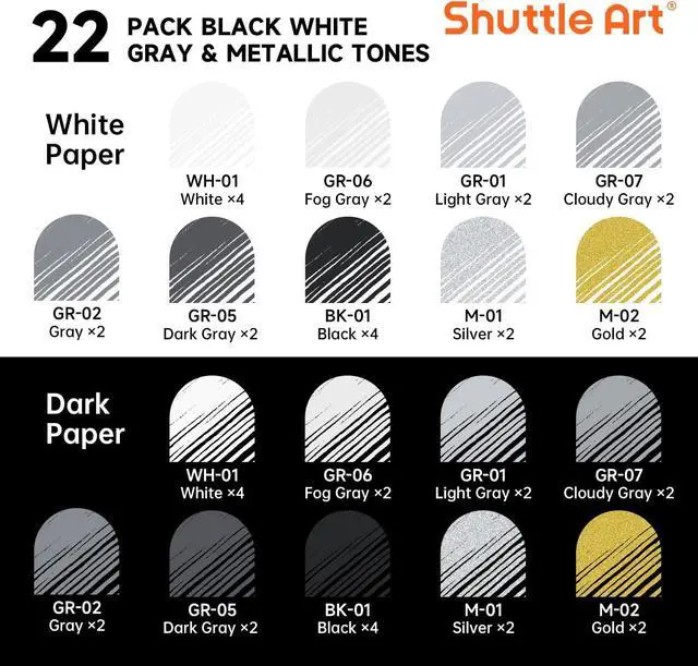 Alt view image 2 of 7 - Shuttle Art Colored Pens, 22 Black White Gray & Metallic Tone Colors Cute Journal Pens 0.6mm Fine Point Colored Gel Pens for Black Paper Writing Drawing Journaling Note Taking School Office Home