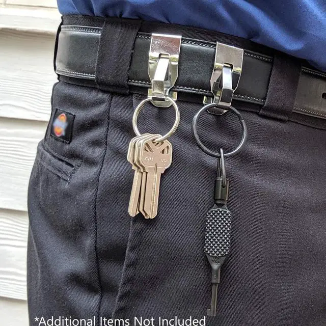 Alt view image 6 of 7 - Secure Belt Clip Key Holder with Metal Hook & Heavy Duty 1 1/4 Inch Keychain Ring - Metal Key Chain Keeper for ID Badge/Key
