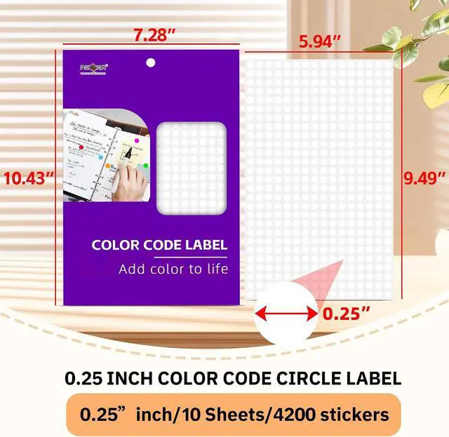 Alt view image 2 of 7 - PARLAIM 1/4 Inch Roll Color Coding Labels,4200per Round Adhesive Circle Dot Stickers Dispenser Box for Office Marking,Organizing(White)