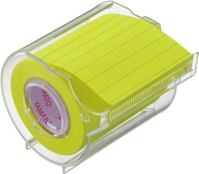 Main image of Yamato Memoc Roll Tape, Self-Stick Memo Paper Tape, with Tape Dispenser, 50mm x 10m, 7mm Ruled, Yellow, 1 ea. (NRK-50CH-LK)
