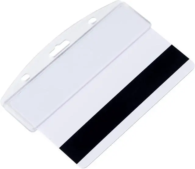 Alt view image 2 of 7 - Pawfly 5 Pack Horizontal Half Card Badge Holders with Grippers Hard Transparent Protectors Sleeves Frosted Pouches for POS Magnetic Swipe Cards IDs Credit Cards and Passes