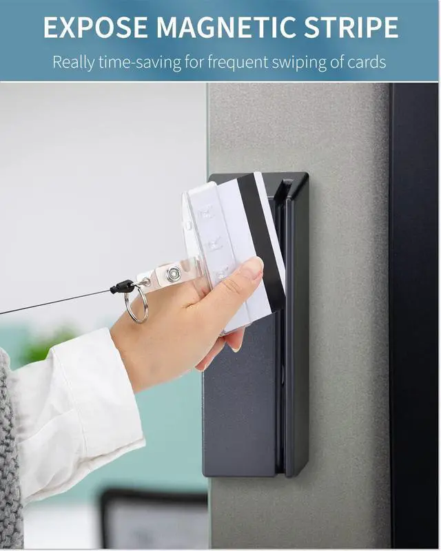 Alt view image 4 of 7 - Pawfly 5 Pack Horizontal Half Card Badge Holders with Grippers Hard Transparent Protectors Sleeves Frosted Pouches for POS Magnetic Swipe Cards IDs Credit Cards and Passes