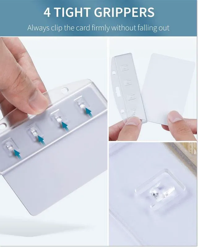 Alt view image 5 of 7 - Pawfly 5 Pack Horizontal Half Card Badge Holders with Grippers Hard Transparent Protectors Sleeves Frosted Pouches for POS Magnetic Swipe Cards IDs Credit Cards and Passes
