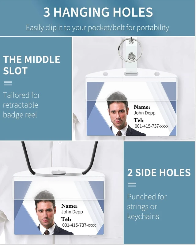 Alt view image 7 of 7 - Pawfly 5 Pack Horizontal Half Card Badge Holders with Grippers Hard Transparent Protectors Sleeves Frosted Pouches for POS Magnetic Swipe Cards IDs Credit Cards and Passes