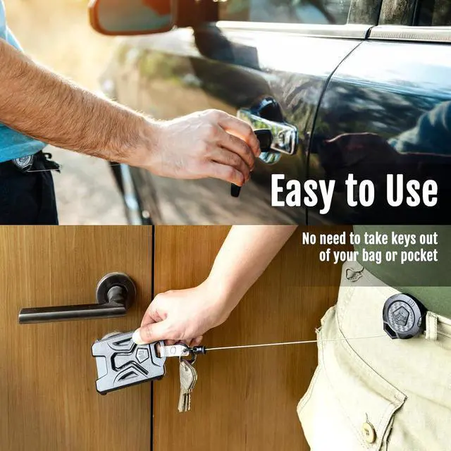 Alt view image 7 of 7 - MNGARISTA Upgraded Heavy Duty Retractable Keychain with Belt Clip, 10 OZ Retraction, 31.5" Stainless Steel Cord, 3K Carbon Fiber ID Badge Reel with Badge Strap and Key Ring