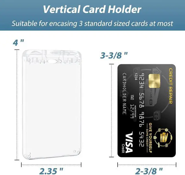 Alt view image 4 of 6 - Pawfly 2 Pack Locking ID Badge Holder 3-Card Hard PC Card Case with Key Pin Ultra Clear Sleeve Protector with UV Protection for Office Card Smart PIV CAC Driver's License and Credit Card
