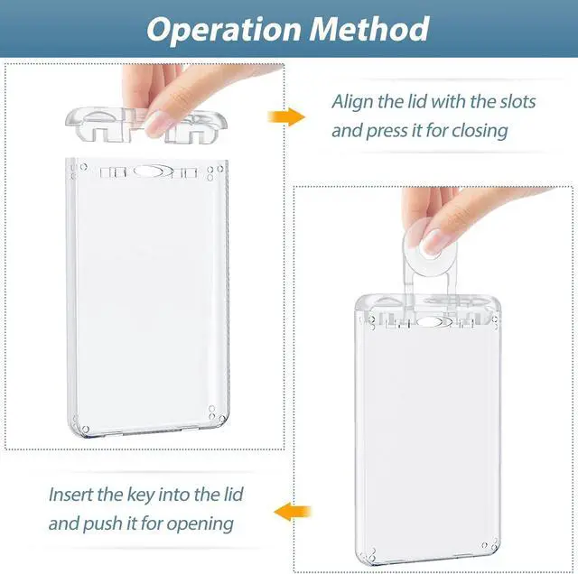 Alt view image 5 of 6 - Pawfly 2 Pack Locking ID Badge Holder 3-Card Hard PC Card Case with Key Pin Ultra Clear Sleeve Protector with UV Protection for Office Card Smart PIV CAC Driver's License and Credit Card